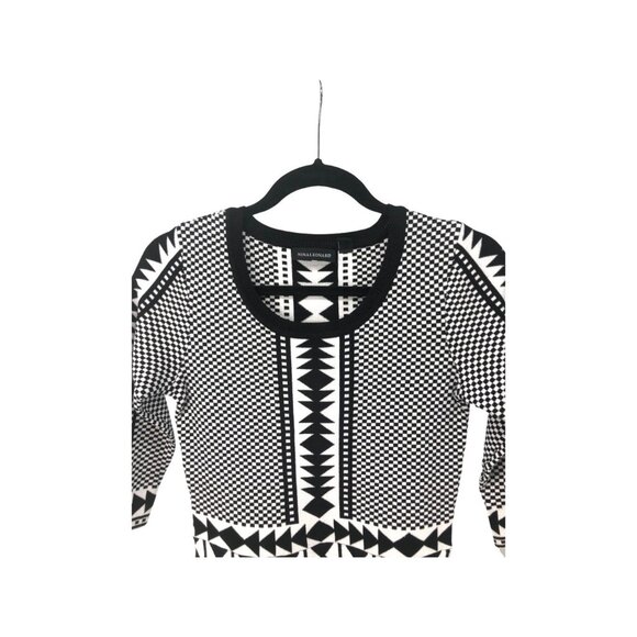 Nina Leonard Sweater Dress Medium Checkered Jacquard Fit & Flare New - Picture 3 of 4